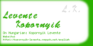 levente kopornyik business card